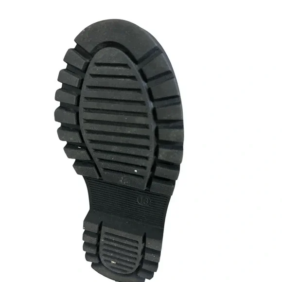 Kids Black Patent Glitter Combat Boots Lace Up Chunky Sole Size 13 - Picture 3 of 3